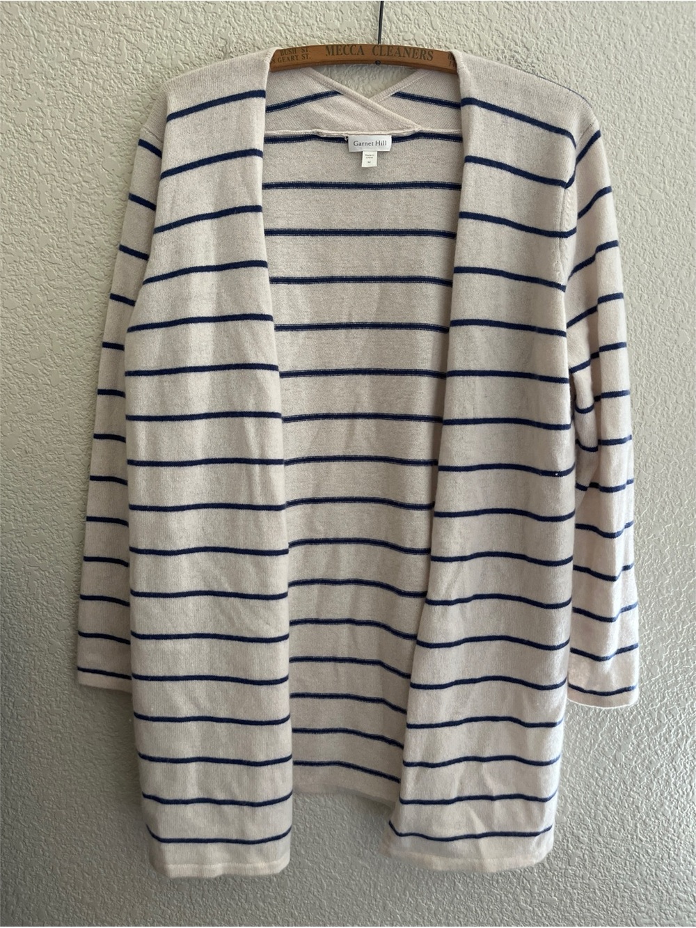 Garnet Hill Open Front Cashmere Striped Cardigan Women’s Size Medium